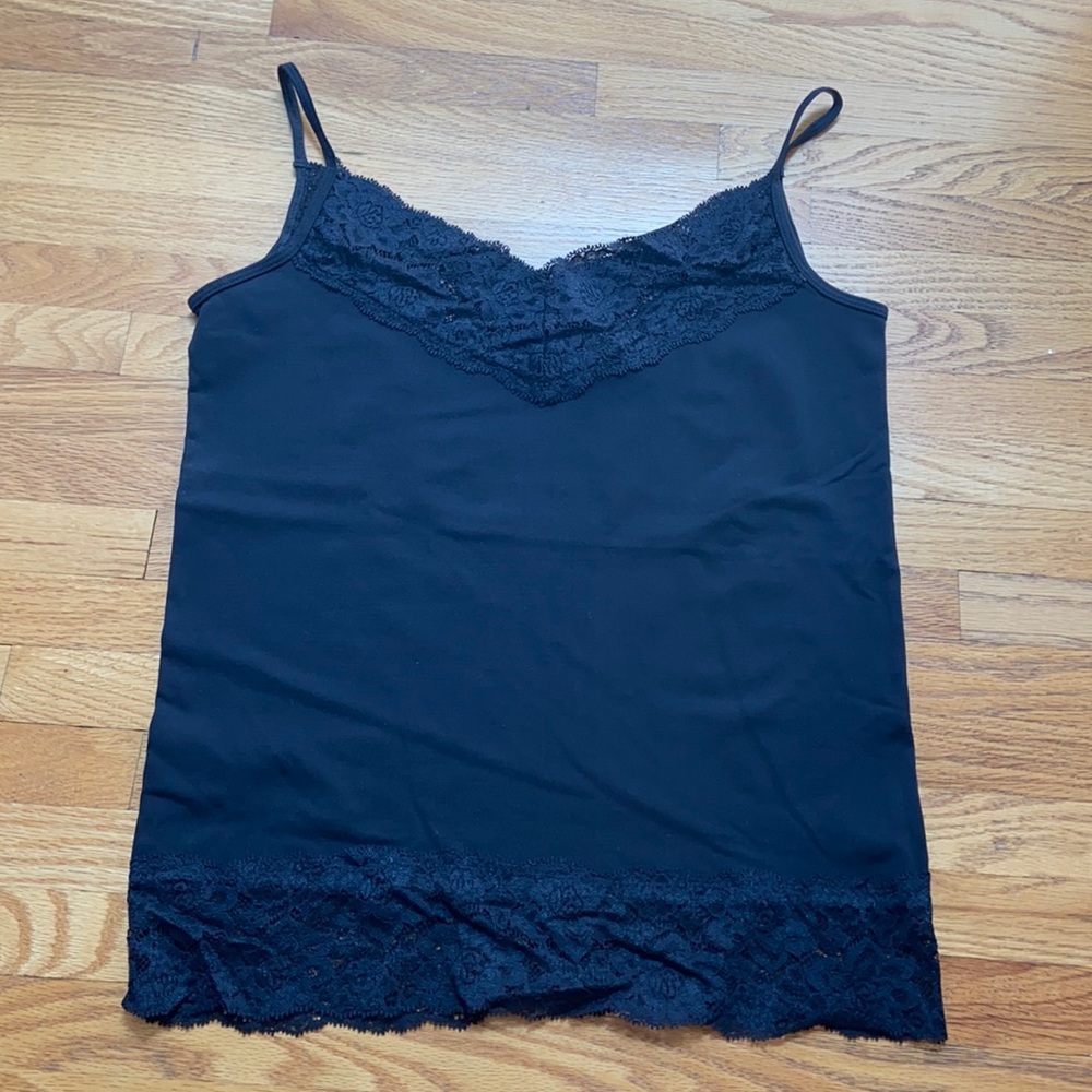 Ann Taylor Navy Lace Detailed Tank Top Size M